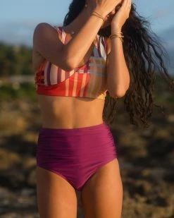 Nani Swimwear Plum Ruched High Rise Bottom