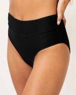Nani Swimwear Textured Black Mid Rise Bottom