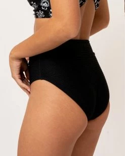 Nani Swimwear Textured Black Mid Rise Bottom