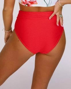 Nani Swimwear Textured Red Poppy Mid Rise Bottom