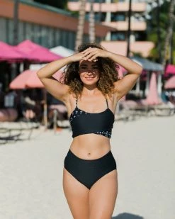 Nani Swimwear Textured Black Mid Rise Bottom