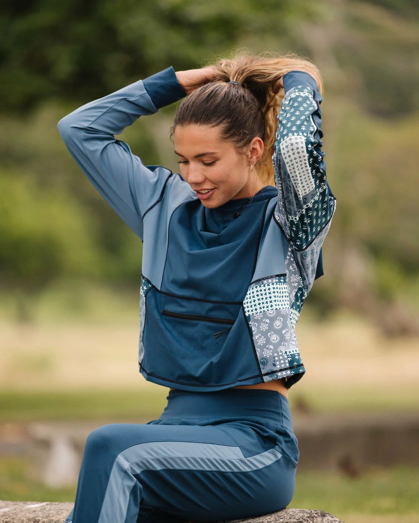 Nani Swimwear Denim Patchwork Downtown Hoodie Active 8 Nani Swimwear Denim Patchwork Downtown Hoodie Active