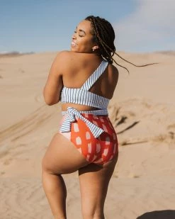 Nani Swimwear Pinstripe One Shoulder Crop 21 Nani Swimwear Pinstripe One Shoulder Crop