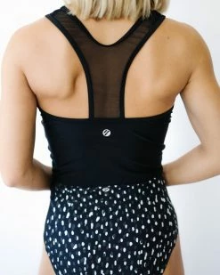 Nani Swimwear Black Mesh Racerback Crop